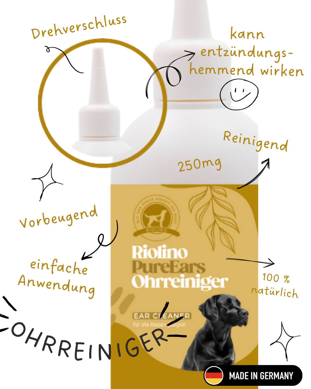 Riolino PureEars- Nettoyage en douceur pour les oreilles sensibles
