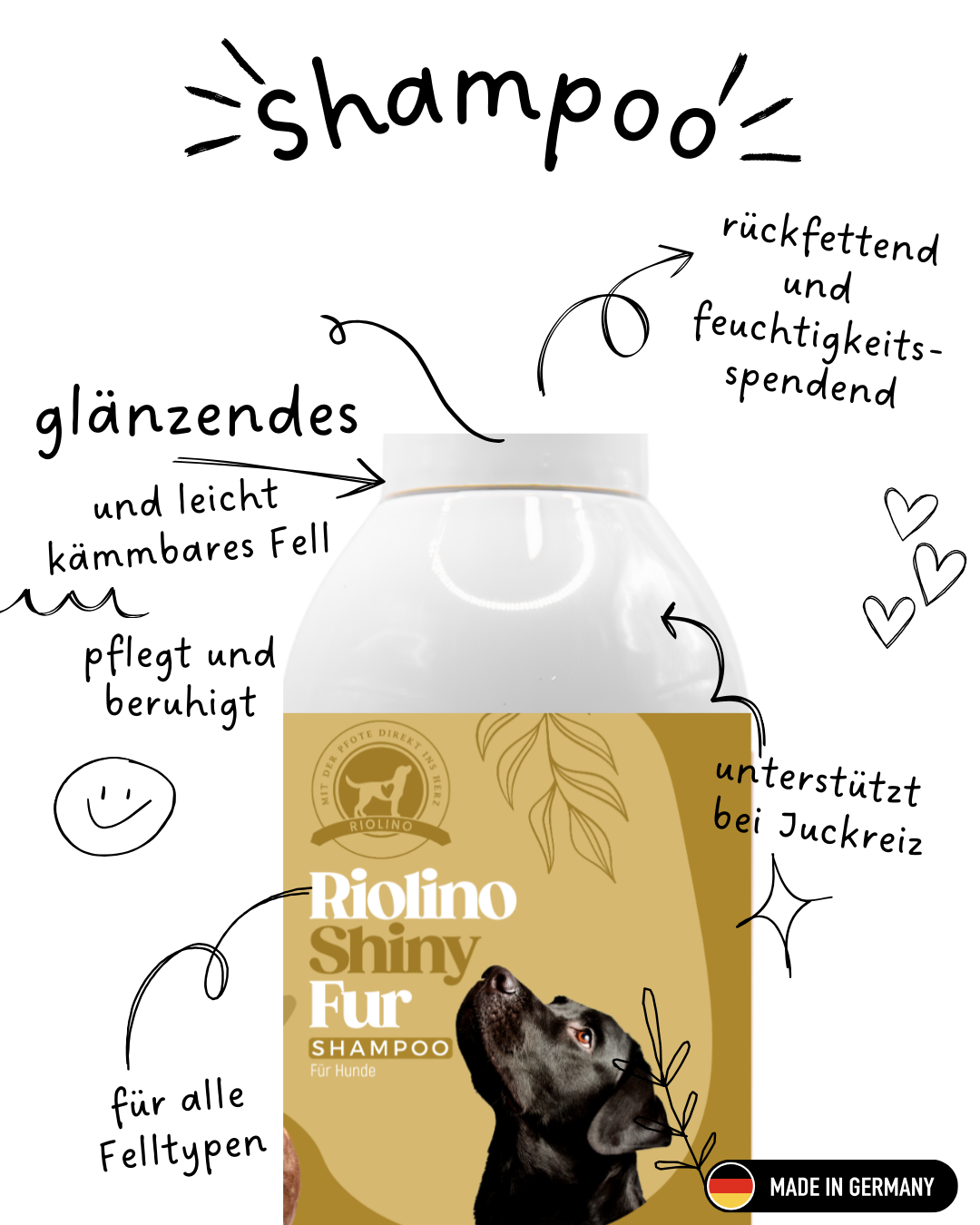 Riolino Shiny Fur Shampoo - Soin doux pour un pelage brillant