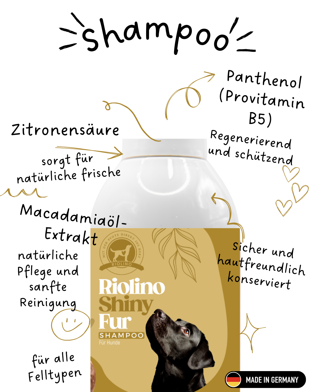 Riolino Shiny Fur Shampoo - Soin doux pour un pelage brillant