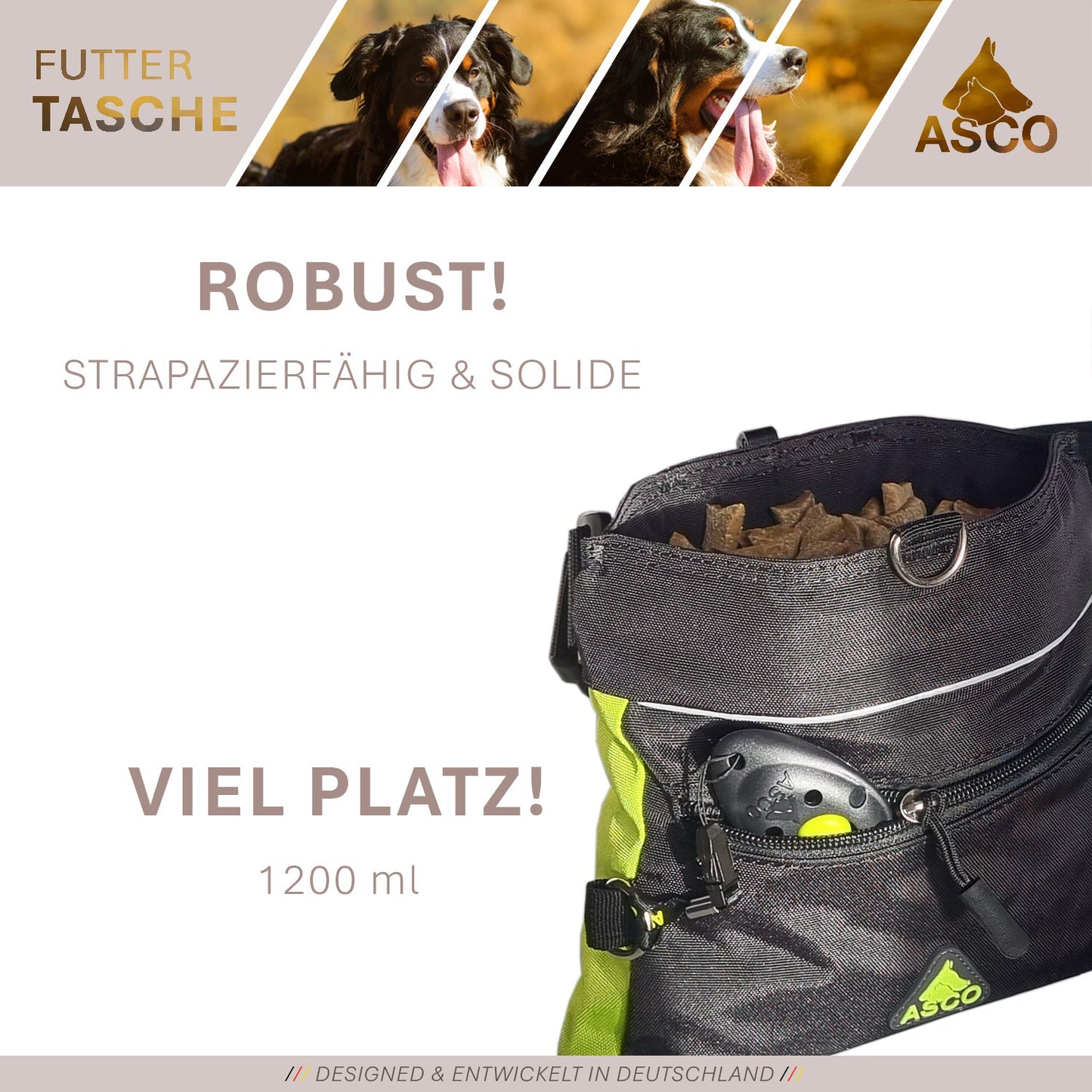 ASCO Sac à nourriture avec fermeture à une main, sac à friandises 20x20 cm, sac à friandises QuickTouch