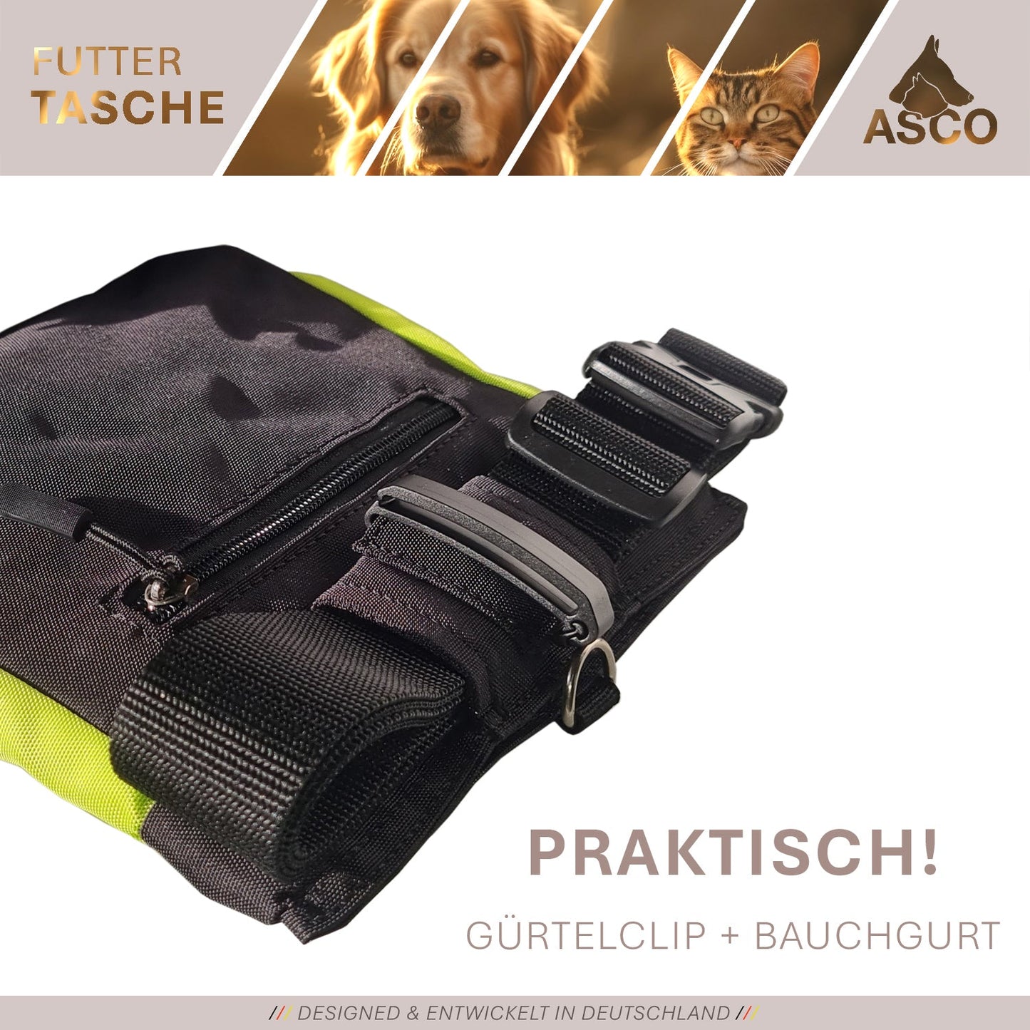 ASCO Sac à nourriture avec fermeture à une main, sac à friandises 20x20 cm, sac à friandises QuickTouch