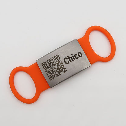 Marque de chien sans cliquetis Silikonslider avec plaque en acier inoxydable pour colliers, gravure GRATUITE incluse