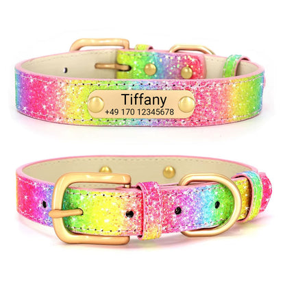 Collier de chien "Tiffany" personnalisé avec nom et téléphone. Gravure au laser incluse.