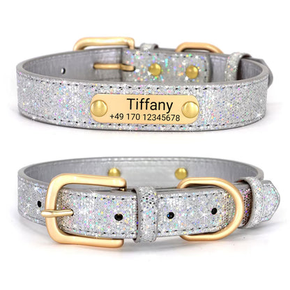 Collier de chien "Tiffany" personnalisé avec nom et téléphone. Gravure au laser incluse.