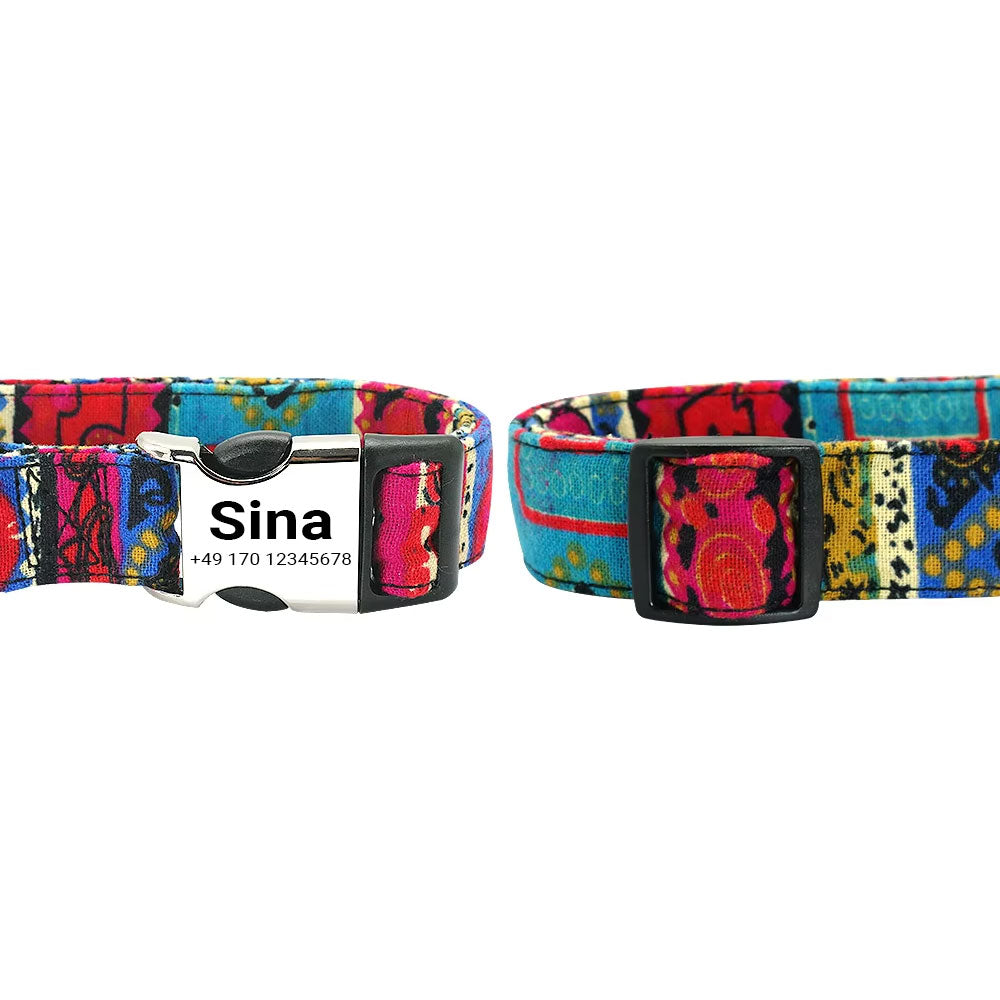 Collier pour chien « Sina » – Personnalisé avec nom & numéro | Réglable, coloré & robuste 