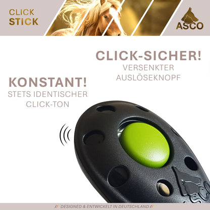 ASCO ClickStick - Target Stick avec Premium Clicker amovible - Tige de Target pour chiens chats Clickertraining - Targetstick extensible avec clicker supplémentaire - Tige de Target pour Target-Training