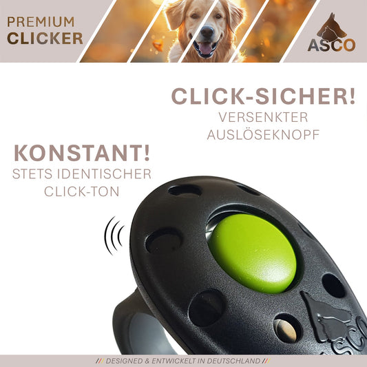 ASCO Finger Clicker - Clickertraining Premium Clicker pour chiens, chats, chevaux