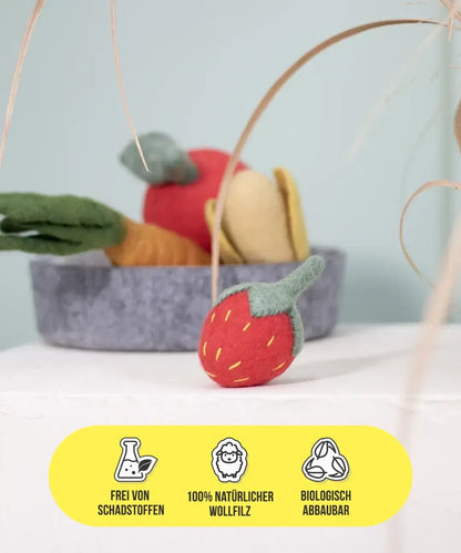 BUDDY. Jouet pour chien en feutre de laine "Fraise" 