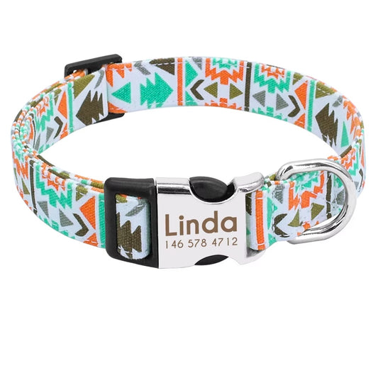 Collier de chien "Gipsy" gravé avec nom et téléphone, Nylon Déco Style