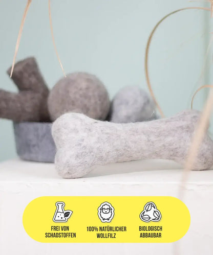 BUDDY. Jouet pour chien en feutre de laine "Os" 