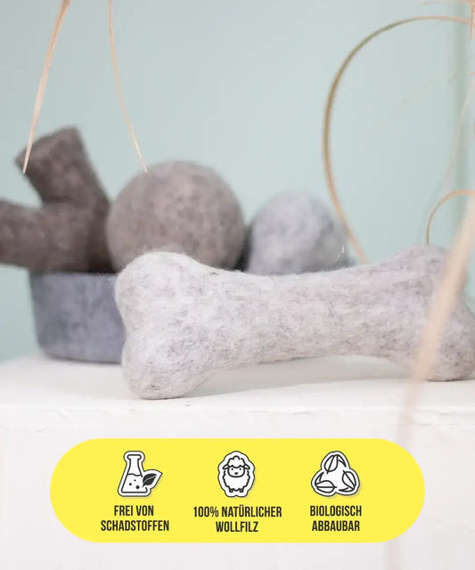 BUDDY. Jouet pour chien en feutre de laine "Os" 