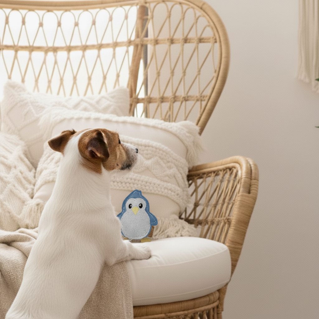 BUDDY. Jouet pour chien en cuir "Petit Pingouin" 